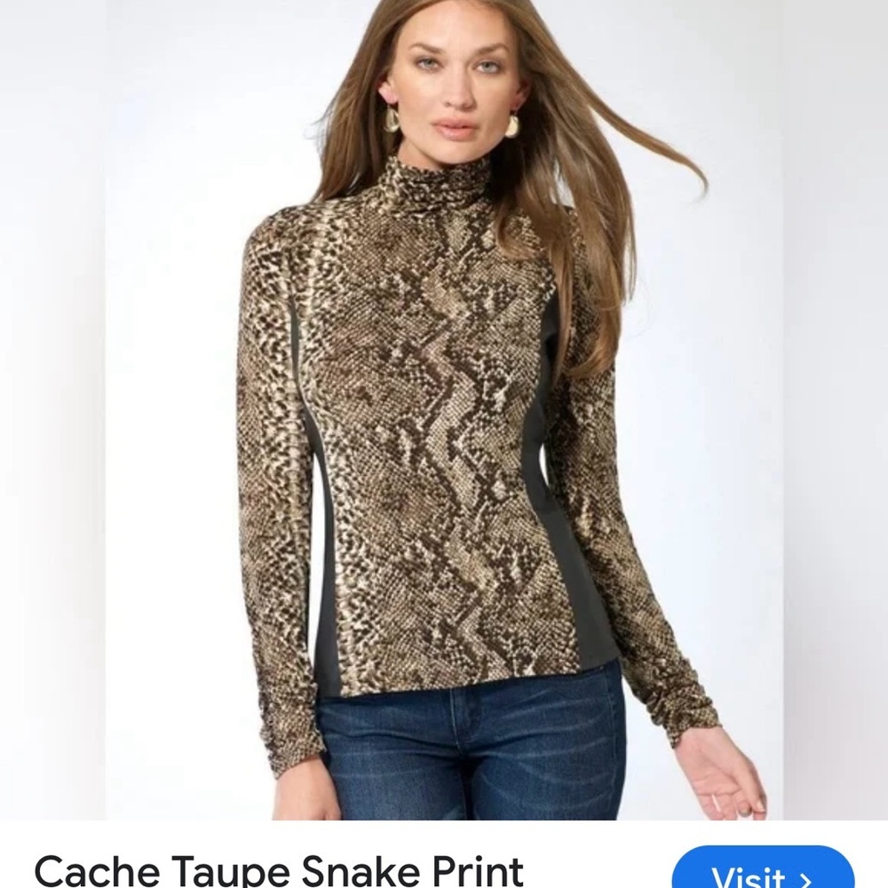 Women’s Cach’e Mock Neck Fitted Snake Print Top Size Medium